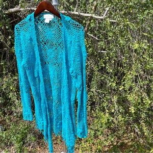 Blue Crochet Sweater with beads